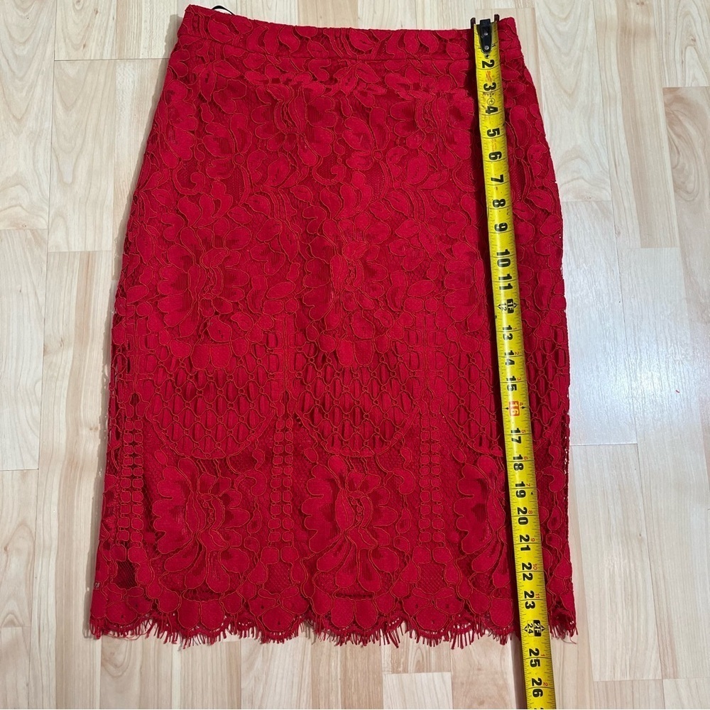 Lulus Womens Red Allis Lace Pencil Skirt Size Medium - Picture 2 of 6